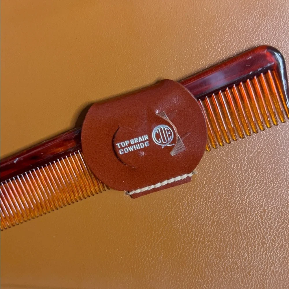 Vintage CUE Grooming Set‎ - Mid Century Top Grain Cowhide Case w/ Tortoise Shell